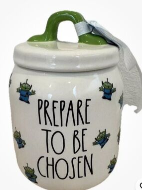 Rae Dunn White Ceramic 'Prepare To Be Chosen' Cookie Jar with Green Lid